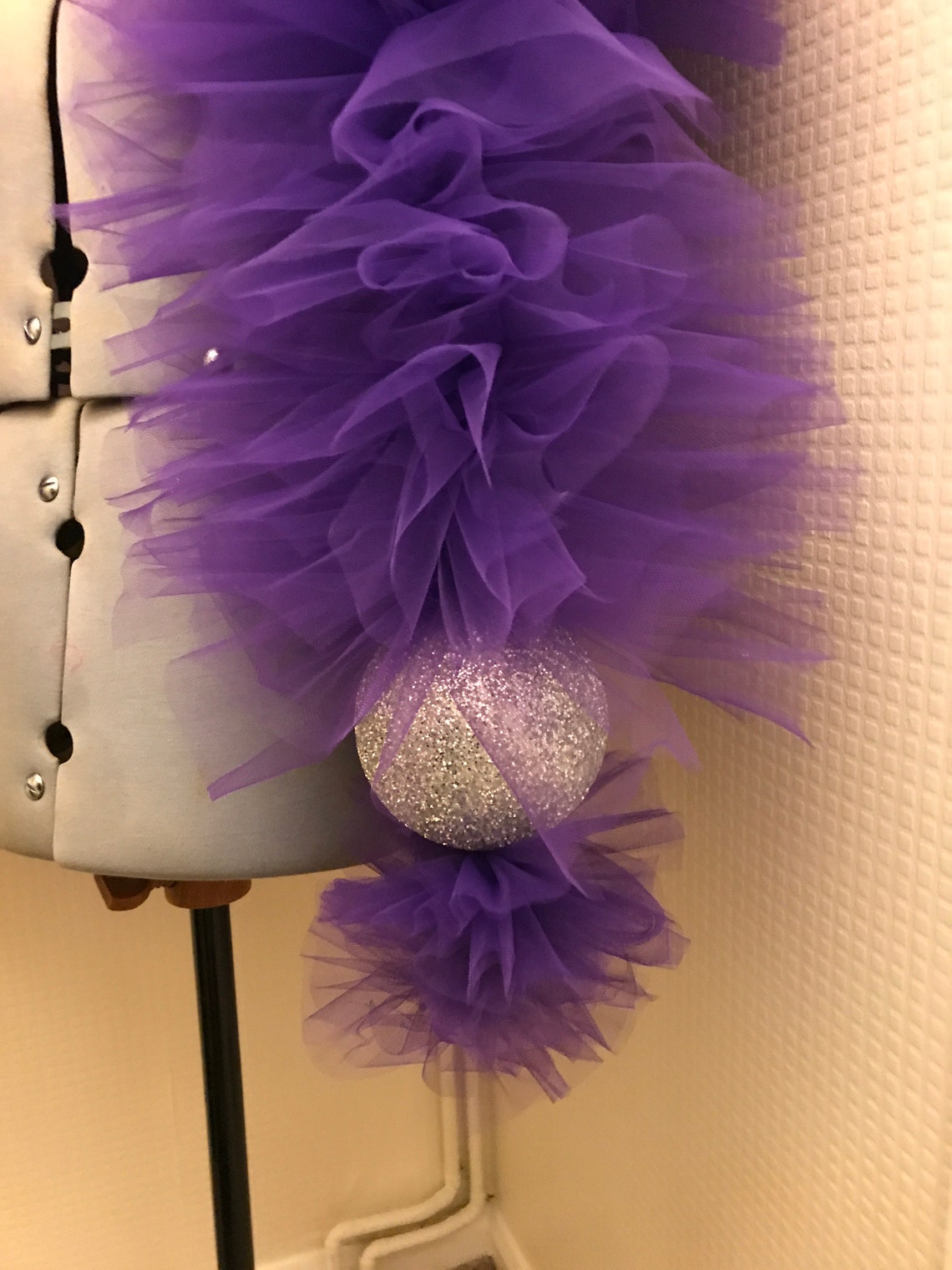 Custom Tulle Faux Feather Boa with Silver Balls Any Colour Etsy