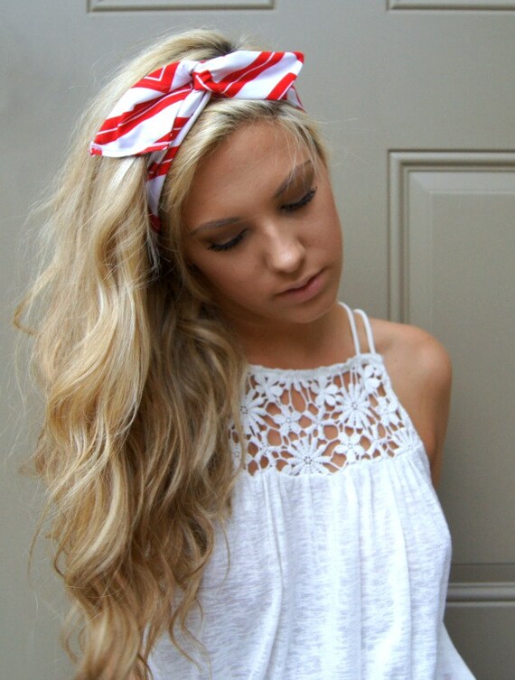 Rockabilly Headband Wired Dolly Bow Bandana Pin Up Chevron Etsy