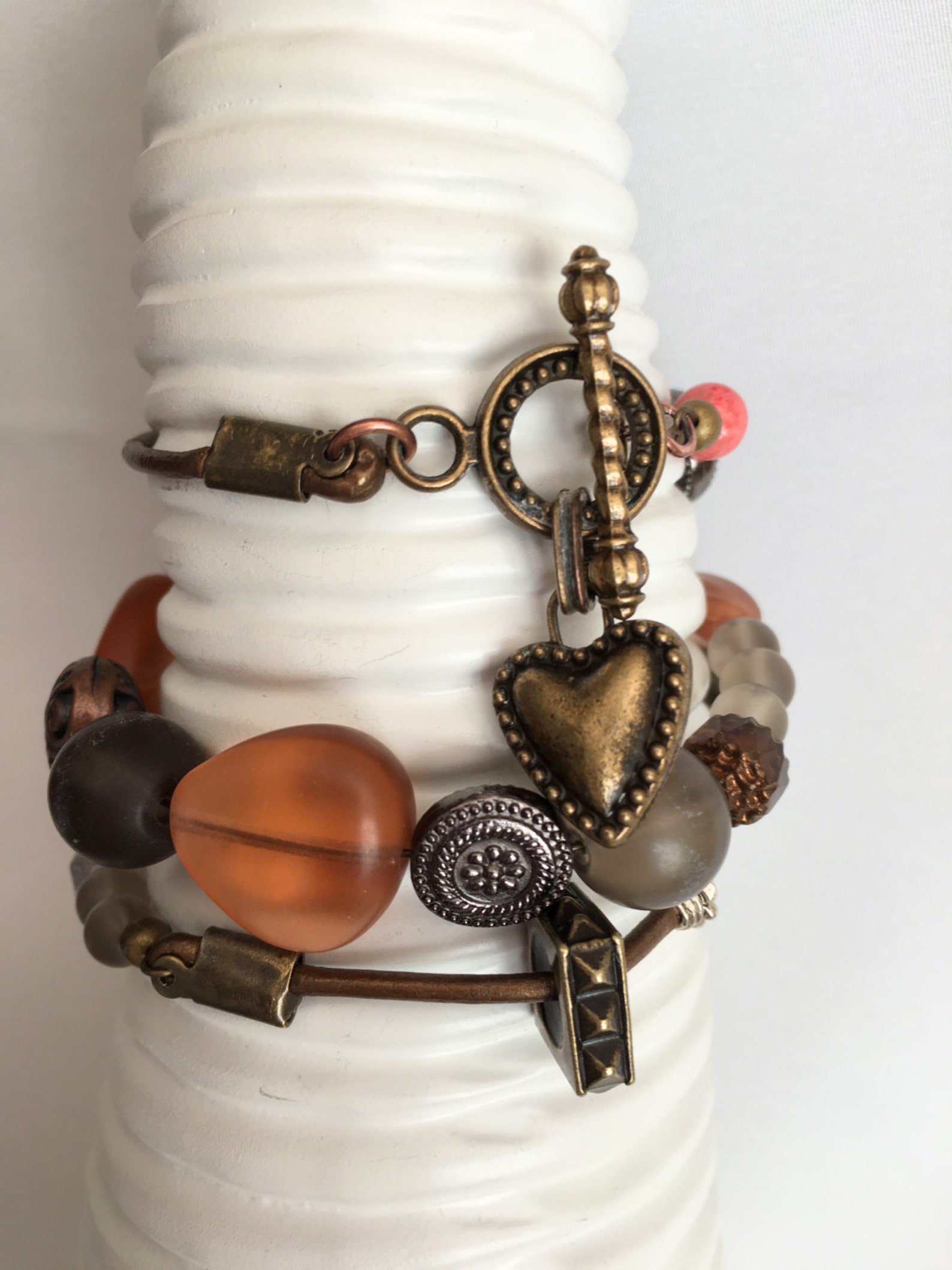 Wrap Bracelet Bead and Leather Bracelet Designer Bracelet - Etsy