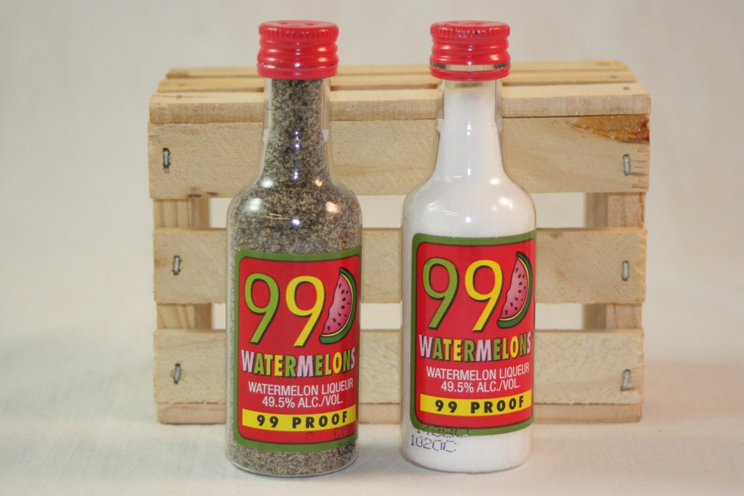 99 Watermelon Salt & Pepper Shaker Upcycled Liquor Bottles Etsy