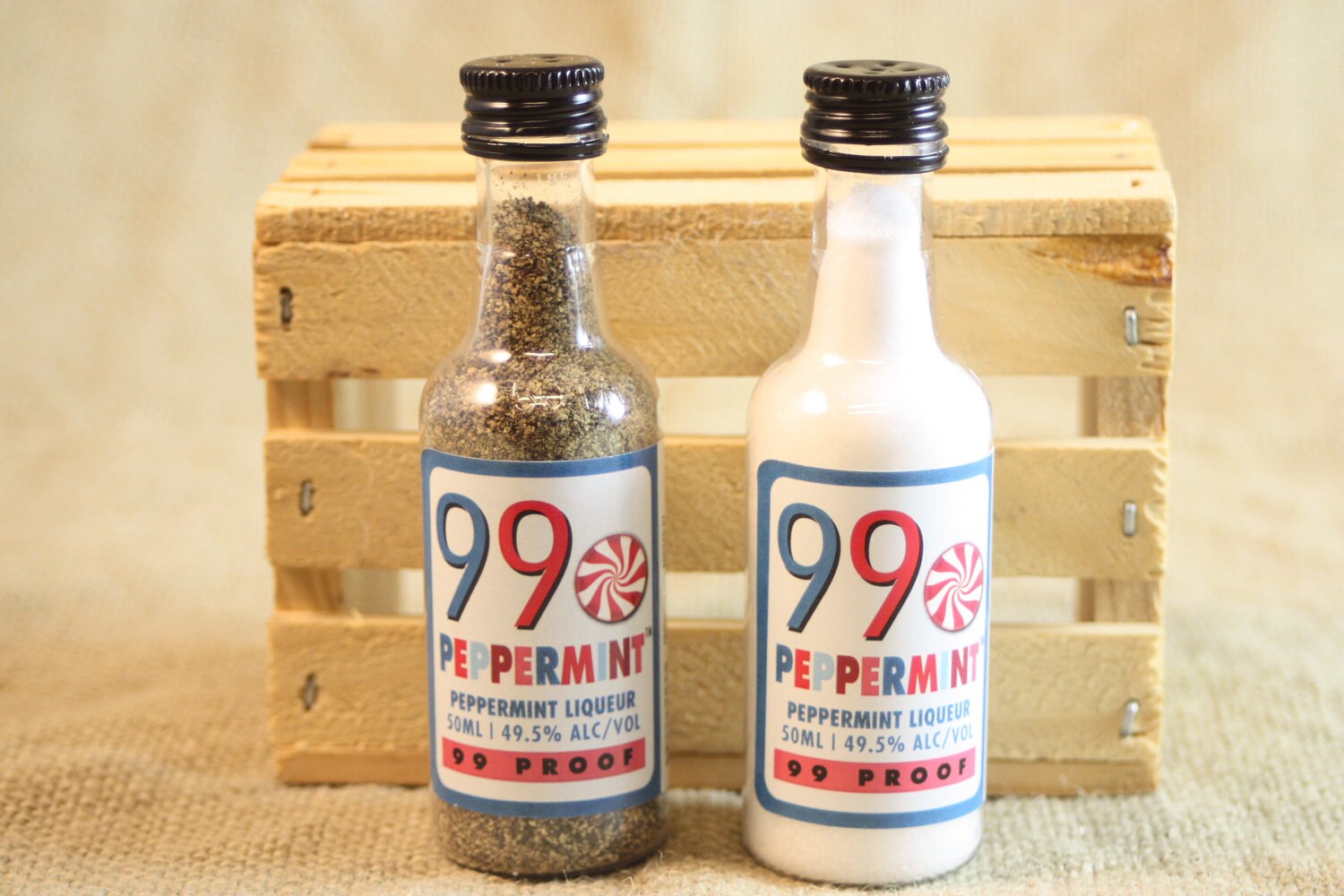 Salt & Pepper Shaker from Upcycled 99 Peppermint Mini Liquor Etsy