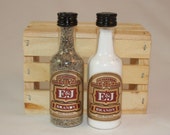 E and J Brandy Salt & Pepper Shaker, Upcycled Liquor Bottles