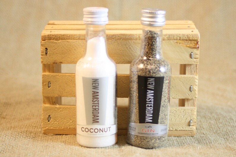 Mini Liquor Bottle Salt & Pepper Shakers Upcycled from New Etsy