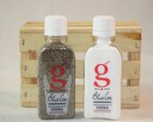 G Blue Ice Vodka Salt and Pepper Shaker, Upcycled Liquor Bottles