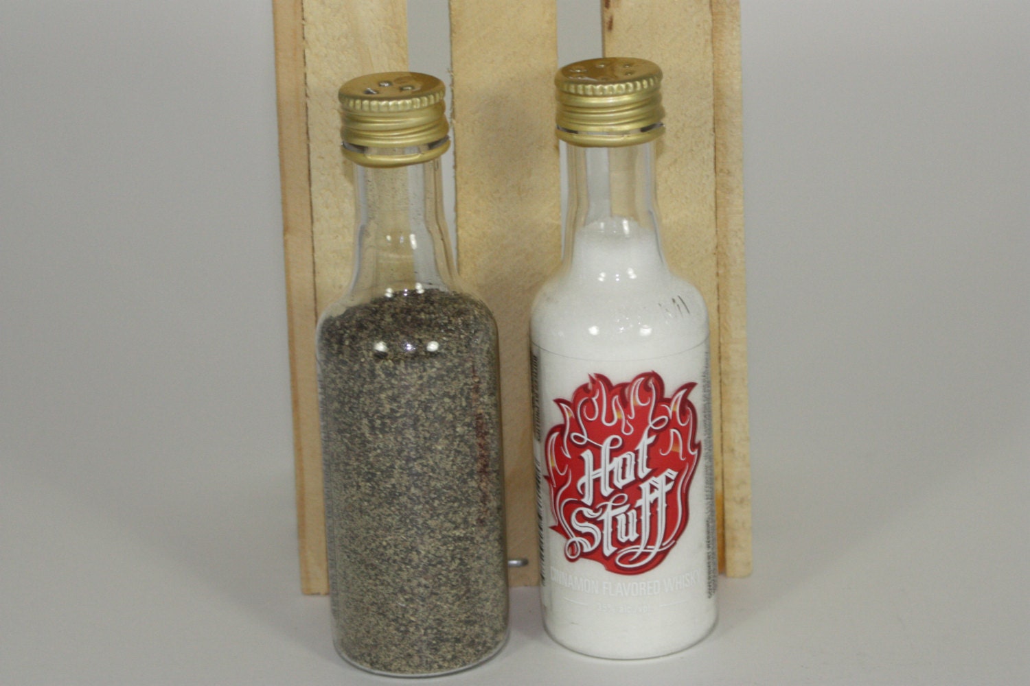 Hot Stuff Salt and Pepper Shaker Upcycled Liquor Bottles Etsy