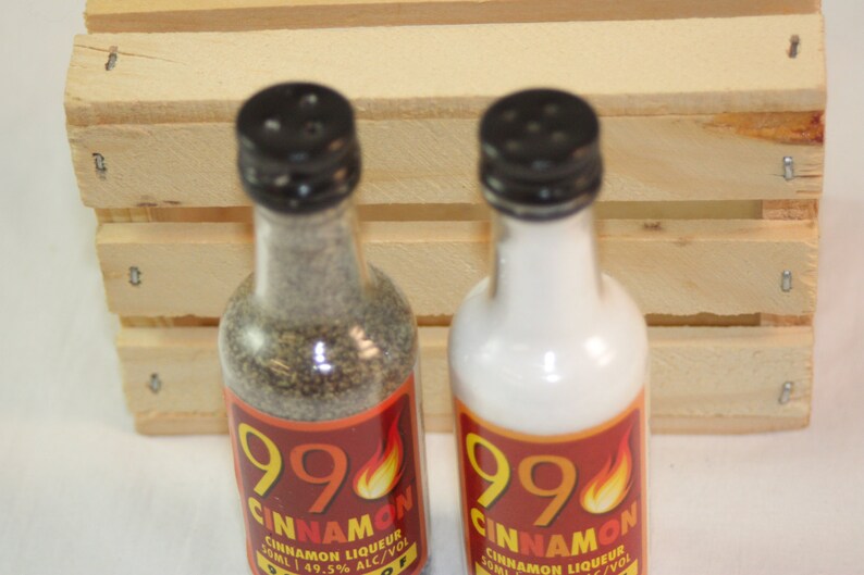99 Cinnamon Salt & Pepper Shaker Upcycled Liquor Bottles Etsy