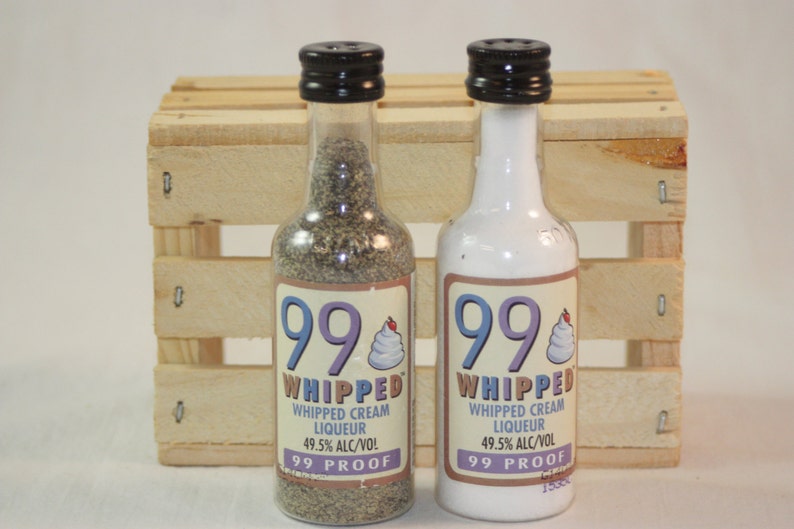 99 Whipped Salt and Pepper Shaker Upcycled Liquor Bottles Etsy