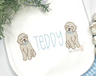 Personalized Golden Doodle Embroidered Baby Bib