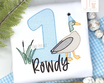 First Birthday Shirt: Embroidered Mallard Duck - Kids' Tee