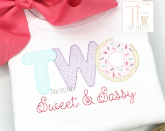 Donut Birthday Shirt, Two Sweet Design (Embroidered, Kids)