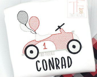 Embroidered Race Car Birthday Shirt: First Lap Bodysuit