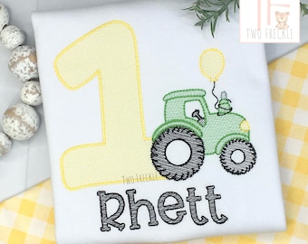 Embroidered Tractor Shirt: Personalized Farm Birthday Tee