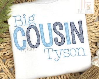Boys Personalized Big Cousin Embroidered Shirt: Sibling Gift