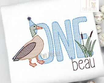 Lucky Duck Birthday Shirt: Embroidered Applique, Personalized Boys Outfit