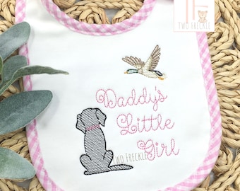 Babero de bebé "La niña de papá, labrador, caza de patos"