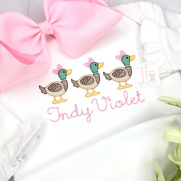 Mallard Duck Baby Girl Personalized Bib, Duck Hunting Bib or Burp Cloth, Embroidered Duck Hunting Baby Gift, Duck Monogrammed Baby Gown