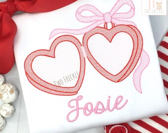 Camiseta con medallón de San Valentín para niña: corazones con lazo - Camiseta personalizada