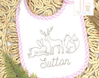 Babero bordado personalizado con temática de vida silvestre para bebé: Body de vida silvestre