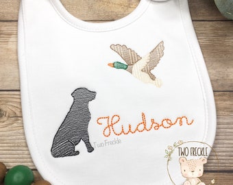 Baby Personalized Wildlife Bib, Mallard Duck Hunting Bib, Embroidered Hunting Burp Cloth, Baby Shower Gift, Monogrammed Baby Gown Gift