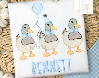 Embroidered Duck Birthday Shirt: Personalized Applique, Boys Romper