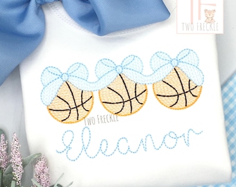 Girls Basketball Embroidered Shirt: Personalized Bows Bodysuit
