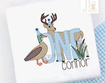 Lucky Duck Birthday Shirt: Embroidered Hunting Theme, Personalized