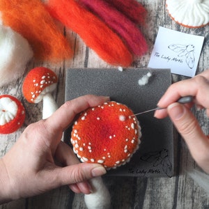 Toadstools TUTORIAL by The Lady Moth - video instructions for two needle felt designs