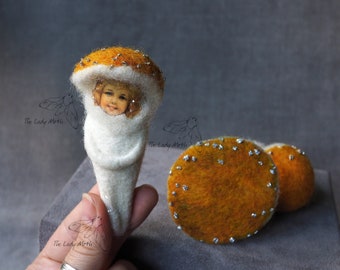 Mycelia Girl - needle felt by The Lady Moth