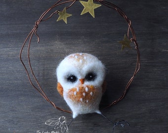 Owl and the Stars - needle felt ornament by The Lady Moth