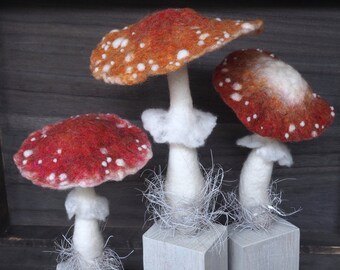 TOADSTOOL SCULPTURE by The Lady Moth - Fly Agaric - needle felting / mixed media