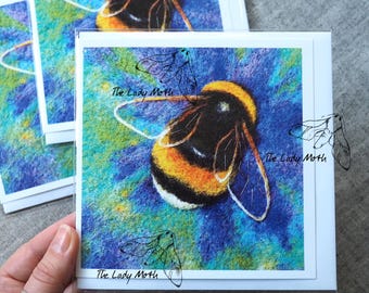Bumblebee greeting cards by The Lady Moth - set of three - needle felting - wool painting
