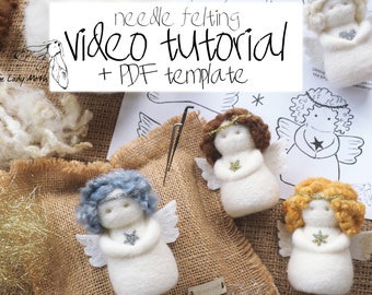 ANGEL - Video Tutorial & 1:1 template for the needle felt Angel byThe Lady Moth - printable PDF