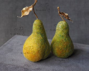 Pear - needle felt ornament by The Lady Moth
