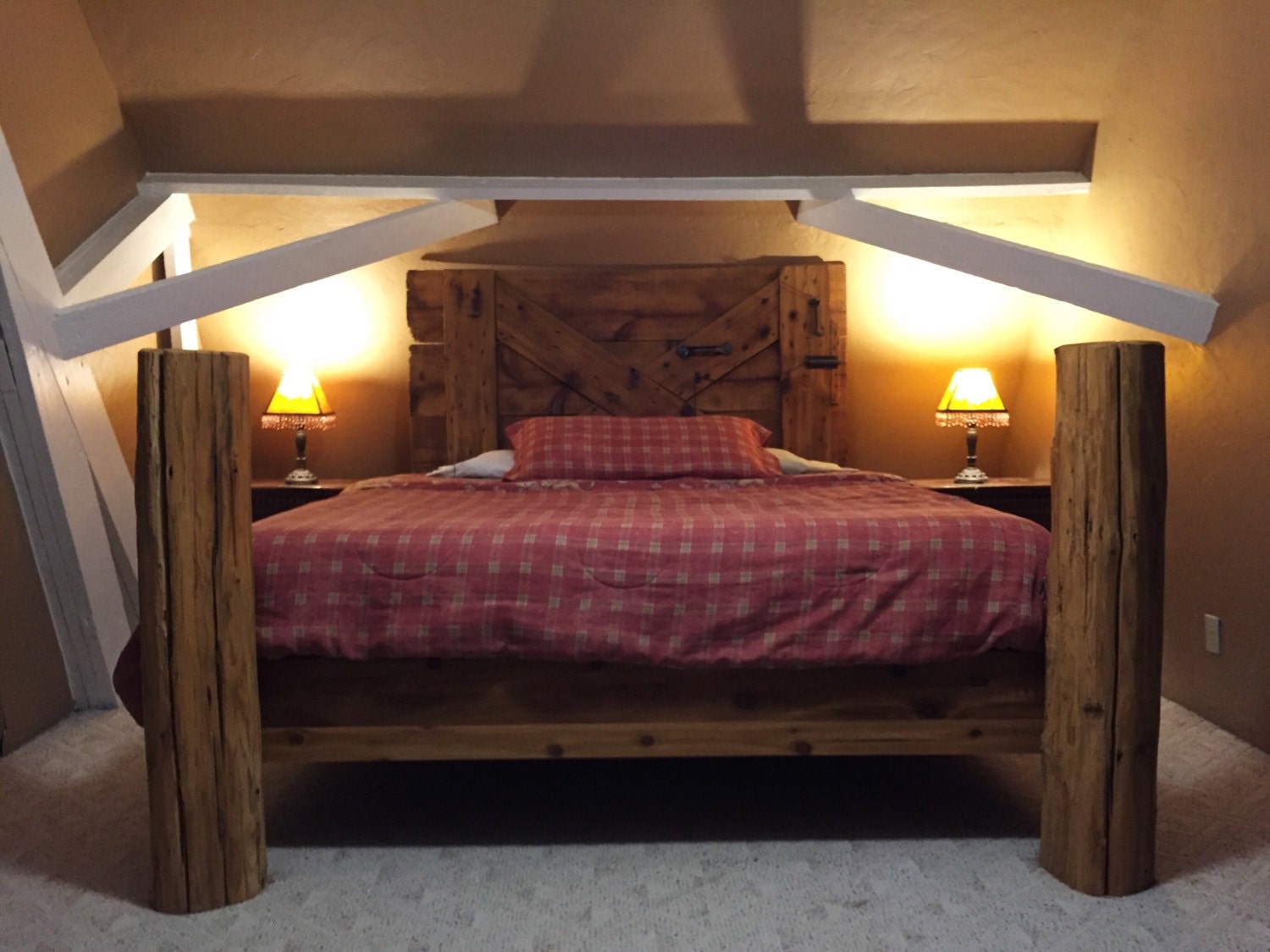 Authentic Rustic Barn Wood King Size Bed Frame and Headboard Etsy