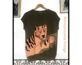 1980 39 s Kawaii Fairy Kei Harajuku Sweet Tiger Rockabilly Oversized Sweater, Size XL , Plus Size Vintage 80 39 s Flashdance Hipster Pull Over