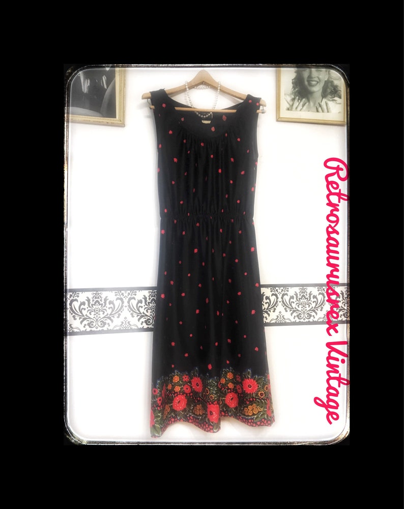 60s Mad Men Hipster Dress 1960/'s Rockabilly Floral Dress by Avon XL 1214 Vintage Pin Up Sleeveless Dress