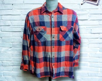Vintage 90s Men’s Field N Forest Plaid Grunge Flannel Shirt  Large