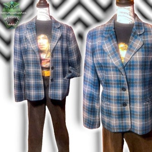 Vintage Worthington 49er Style Front Pocket Wool Plaid Shacket Blazer, Medium