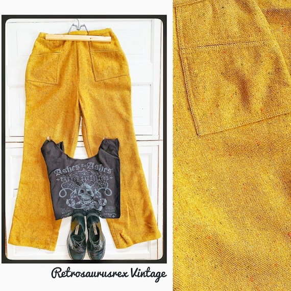 Vintage 1960’s Wool Speckled Mustard Yellow High W
