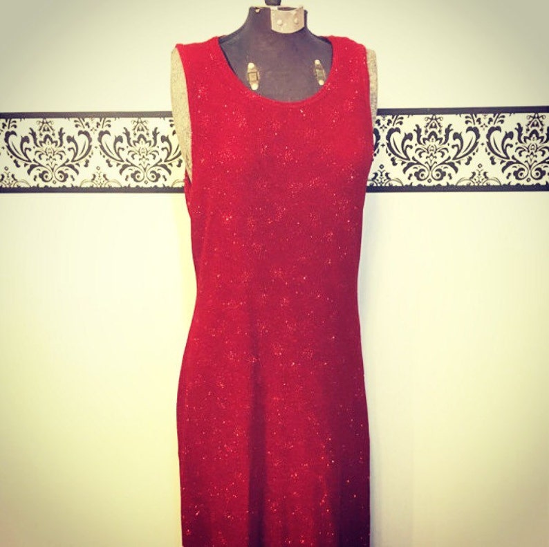 Size 8 Medium Dazzling Red Glitter Gown by Ronni Nicole 90/'s Red Pin Up Dress Vintage 80/'s Red Bombshell Dress 1990/'s Black Tie Gown