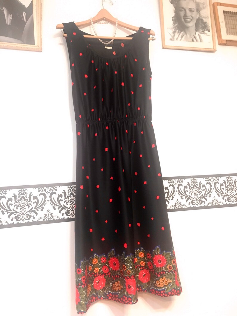 60s Mad Men Hipster Dress 1960/'s Rockabilly Floral Dress by Avon XL 1214 Vintage Pin Up Sleeveless Dress