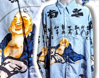 Vintage 90s South Pole Asian Buddha Long Sleeve Collared Shirt, 2X