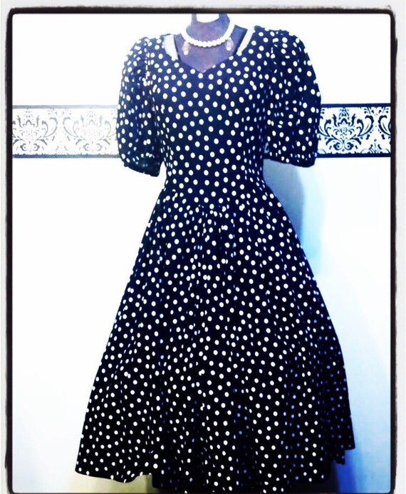 50s black and white polka dot dress
