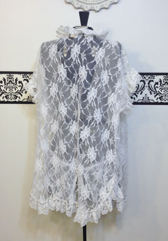 1970/'s Electric Blue /& Black Lace Pin Up Nightgown by Inner Most Pin Up 1980/'s Vintage Lingerie Size Medium Bridal Honeymoon Chemise