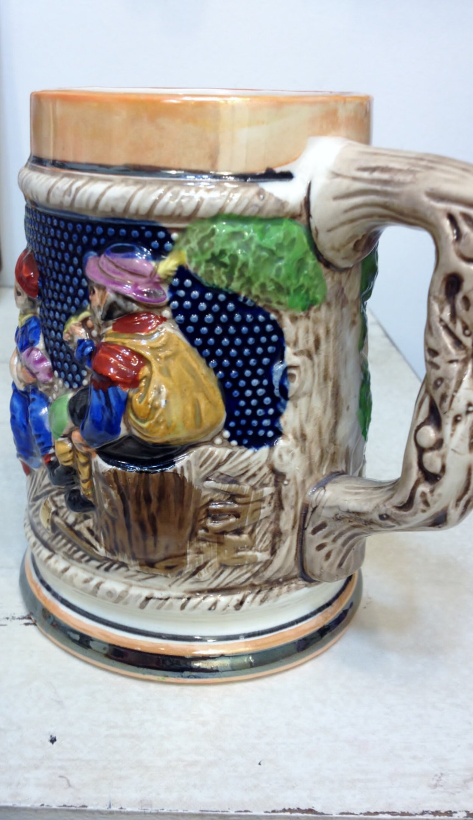 Vintage Japanese 3D Beer Stein Ceramic Painted Beer Stein Etsy