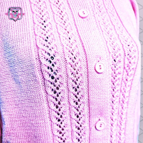 Vintage 1960's Barbie Pink Button Up Knit Cardiga… - image 4