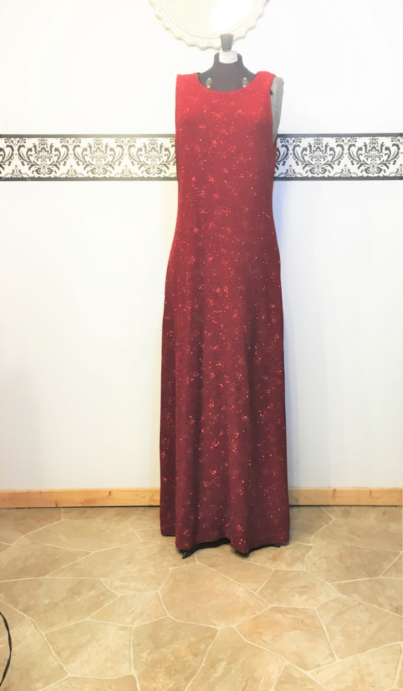 Size 8 Medium Dazzling Red Glitter Gown by Ronni Nicole 90/'s Red Pin Up Dress Vintage 80/'s Red Bombshell Dress 1990/'s Black Tie Gown