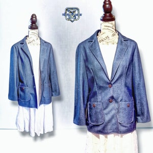 Vintage 70&#39;s Polyester Denim - Look Blazer Jacket Laurente Rome Paris