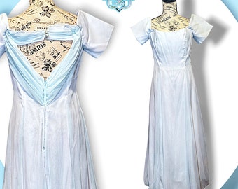 Vintage 70s Bari Jay Fashions Baby Blue Pastel Princess Dress, 9/10