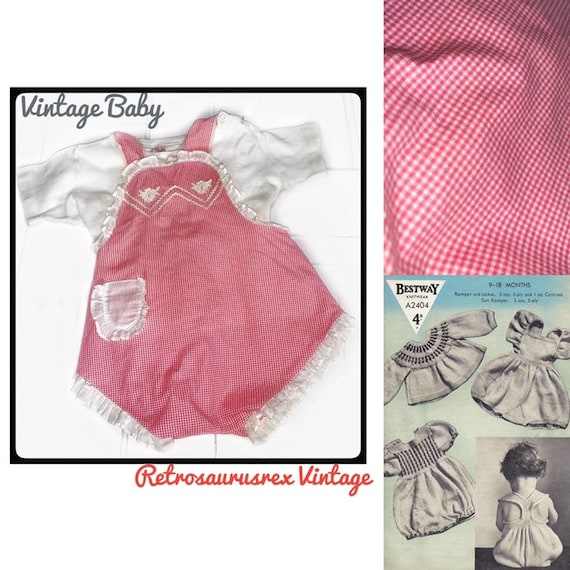 Vintage 1940’s Red & White Gingham Checkered Bubbl